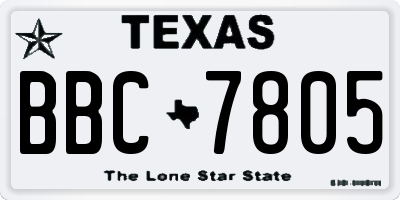 TX license plate BBC7805