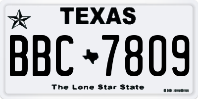 TX license plate BBC7809