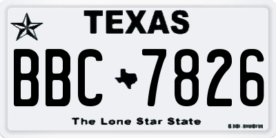 TX license plate BBC7826