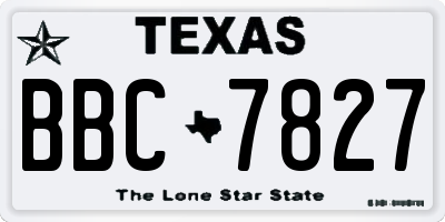 TX license plate BBC7827