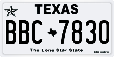 TX license plate BBC7830