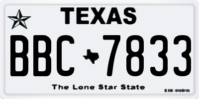 TX license plate BBC7833