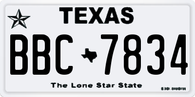 TX license plate BBC7834