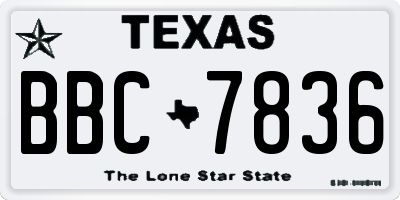 TX license plate BBC7836