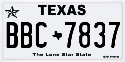 TX license plate BBC7837