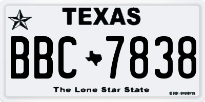 TX license plate BBC7838