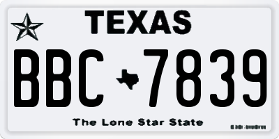 TX license plate BBC7839