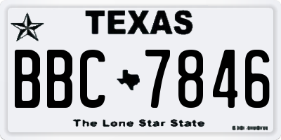 TX license plate BBC7846
