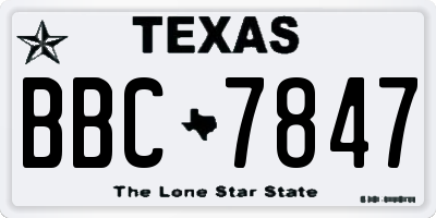 TX license plate BBC7847