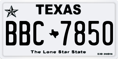 TX license plate BBC7850
