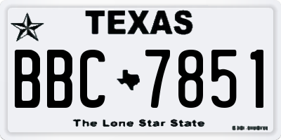 TX license plate BBC7851