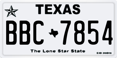 TX license plate BBC7854