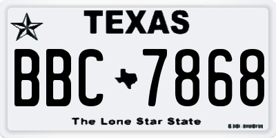 TX license plate BBC7868