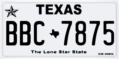 TX license plate BBC7875