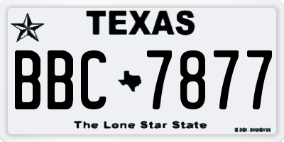 TX license plate BBC7877