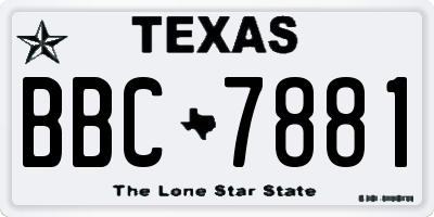 TX license plate BBC7881