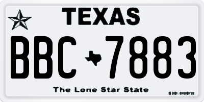 TX license plate BBC7883