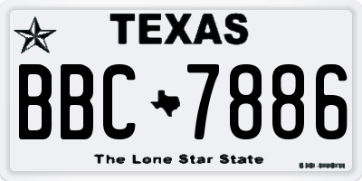 TX license plate BBC7886