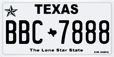 TX license plate BBC7888