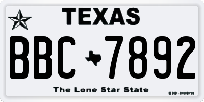 TX license plate BBC7892