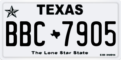 TX license plate BBC7905