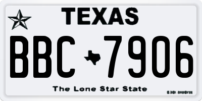 TX license plate BBC7906