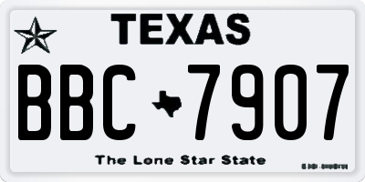 TX license plate BBC7907