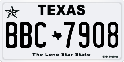 TX license plate BBC7908