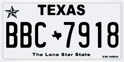 TX license plate BBC7918
