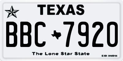 TX license plate BBC7920
