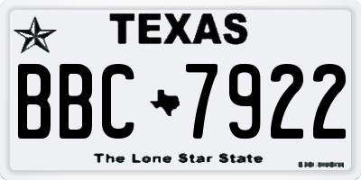 TX license plate BBC7922