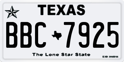 TX license plate BBC7925