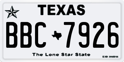 TX license plate BBC7926