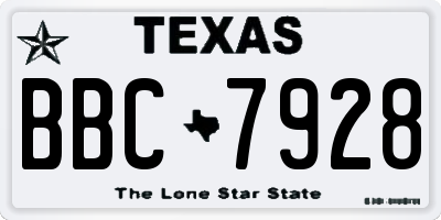 TX license plate BBC7928