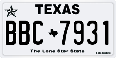 TX license plate BBC7931