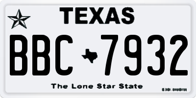 TX license plate BBC7932