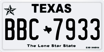 TX license plate BBC7933