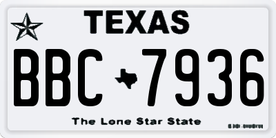 TX license plate BBC7936