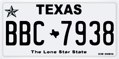 TX license plate BBC7938