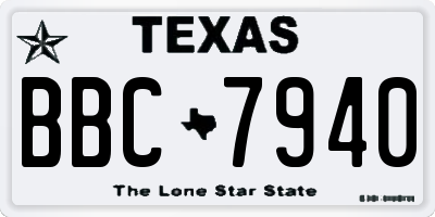 TX license plate BBC7940