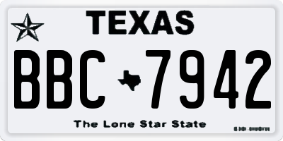 TX license plate BBC7942
