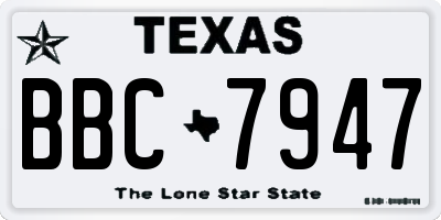 TX license plate BBC7947