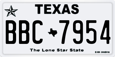 TX license plate BBC7954