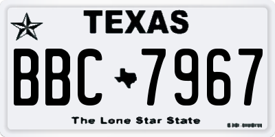 TX license plate BBC7967