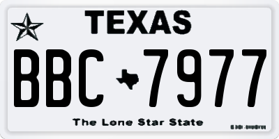 TX license plate BBC7977