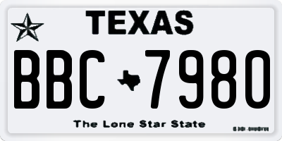 TX license plate BBC7980