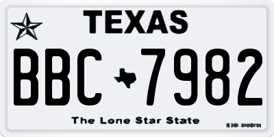 TX license plate BBC7982