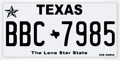 TX license plate BBC7985