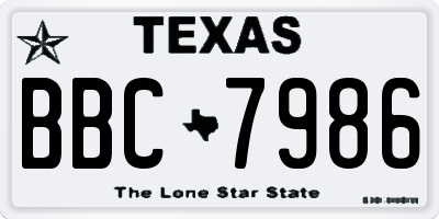 TX license plate BBC7986