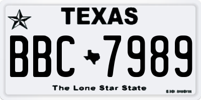 TX license plate BBC7989